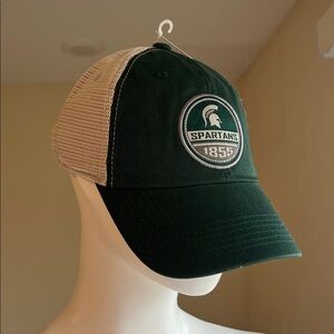 Michigan State Spartans Hat Mens Green Mesh Trucker Vented Snapback Circle H3.